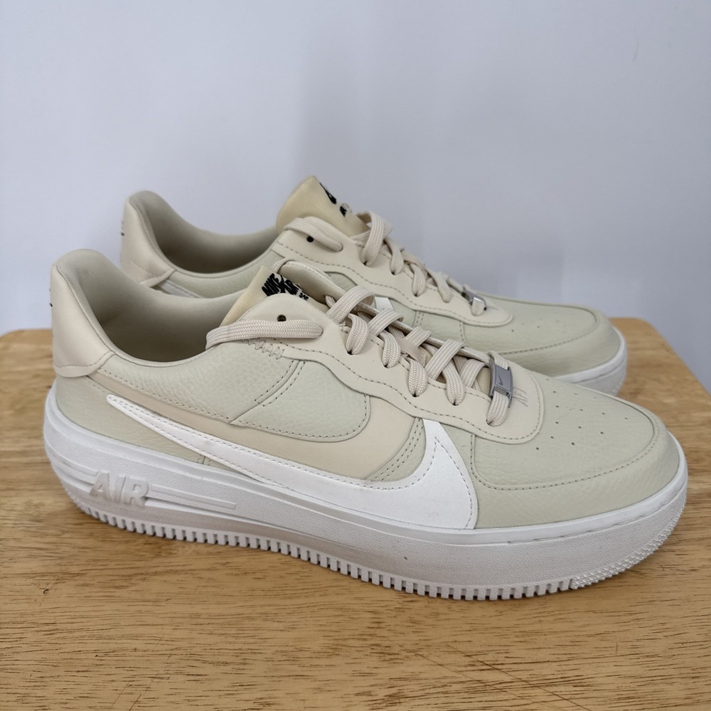 Nike Air Force 1 PLT.AF.ORM Cream Leather Womens 11.5‎ Gently Used Dunks Swoosh